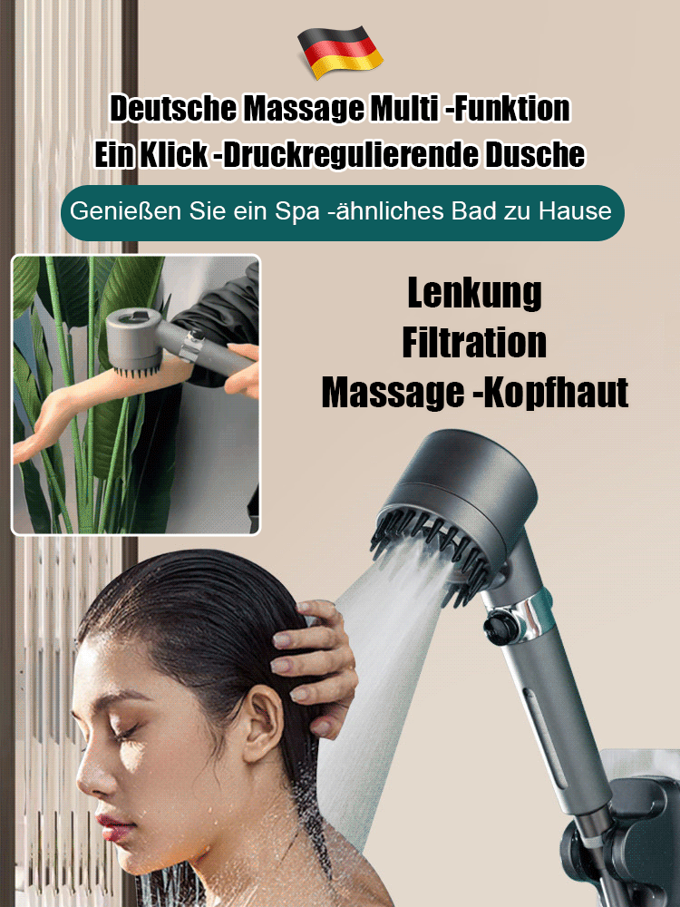 Deutsche Massage Multi -Funktion Ein Klick -Druckregulierende Dusche